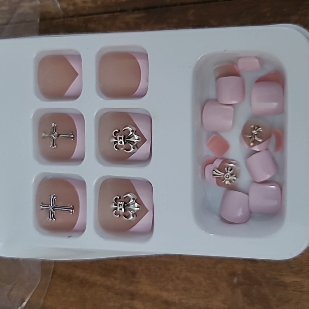 2/$16 3D Cross French Pedicure Press on Toenails - Picture 8 of 17